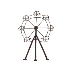 Monochrome ferris wheel attraction. Vector doodle hand drawn black and white illustration posters t-shirts and stickers