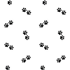 Cute cat, dog paw print. Black, white cutie cat paw black and white colors. Sticker, wall art, background, kids room decoration. Paw ,trail, pet, step, footprint