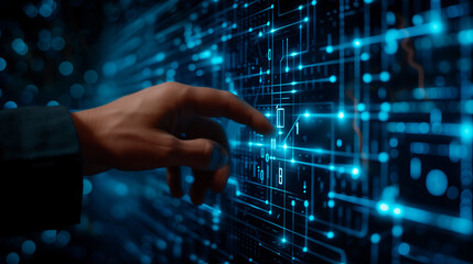 Hand touching The metaverse universe, Digital transformation concept