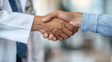 Close-up of doctor hand giving handshake to patient  consultation