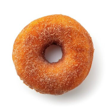 Top view of a single  apple cider donut with rainbow sprinkles isolated on a white transparent background