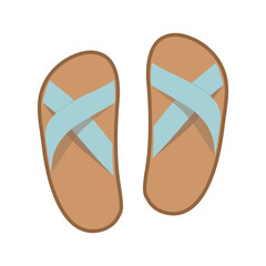 Vector vietnamese flip flops isolated on white background. Vietnamese slates shoes for beach. Flat style illustration.