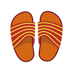 Vector vietnamese flip flops isolated on white background. Vietnamese slates shoes for beach. Flat style illustration.