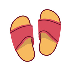 Vector vietnamese flip flops isolated on white background. Vietnamese slates shoes for beach. Flat style illustration.