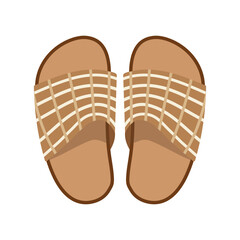 Vector vietnamese flip flops isolated on white background. Vietnamese slates shoes for beach. Flat style illustration.