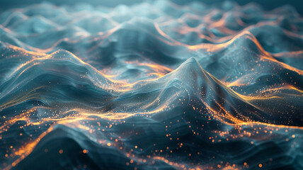 Explore the crystalline depths of a virtual ocean, where abstract waves of data create an immersive seascape of digital beauty. - obrazy, fototapety, plakaty