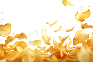 Falling natural potato chips isolated on white transparent background PNG