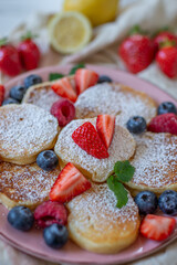 Blueberry pancakes with fresh blueberries - 742347513