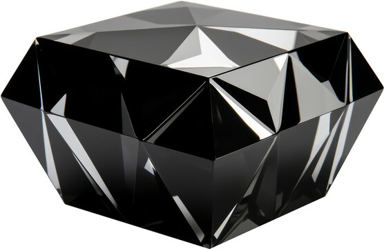 black crystal cube,cube of black gem diamond isolated on white or transparent background,transparency 