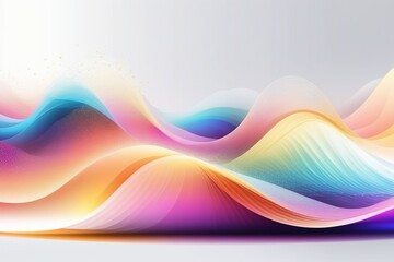 Colorful sound waves, abstract white background, horizontal composition	