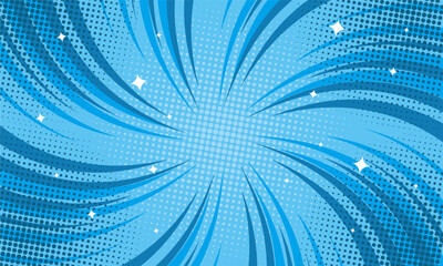 Comic blue burst background with star illustration