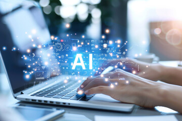Businessman chatting with a smart AI using an artificial intelligence chatbot