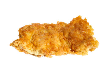Fried breaded fish fillet isolated on white background. Fried fish close-up.