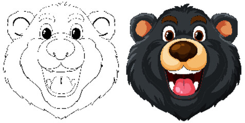 Vector graphics of a bear, outlined and colored
