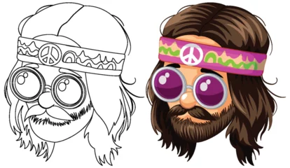  Colorful hippie character with peace sign glasses. © GraphicsRF