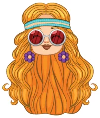 Fotobehang Kinderen Stylish female character with retro sunglasses and headband.