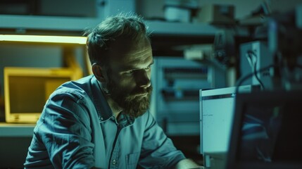 Engineers man programming machines to process recycled plastic materials efficiently on the control room background.