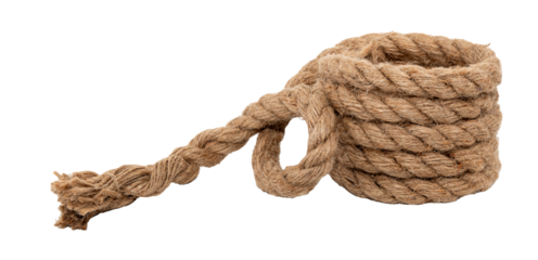 Jute. Twisted linen rope on a white background. Rope