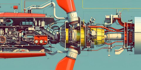 Harnessing the Wind: A Cutaway View of a Turbine's Green Heart - obrazy, fototapety, plakaty