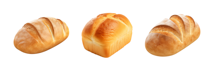 Bread loaf isolated on transparent or white background, png