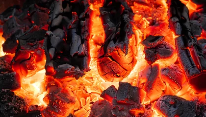  abstract background of burning coals and fire  red hot coal © Uuganbayar