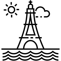 Eiffel tower line vector icon 
