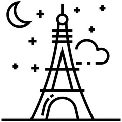 Eiffel tower line vector icon 