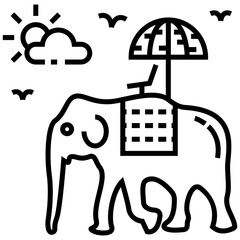 Elephant ride line icon vector 