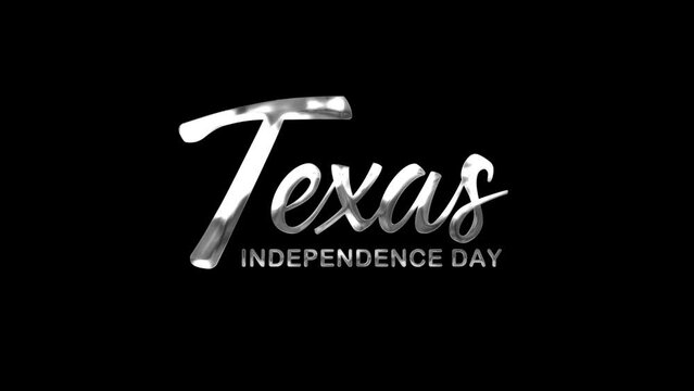 Texas Independence Day Text Animation on Silver Color. Great for Texas Independence Day Celebrations, for banner, social media feed wallpaper stories.