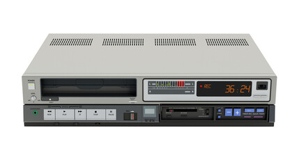 Obraz premium Vintage videocassette recorder or VCR isolated on transparent background. 3D illustration