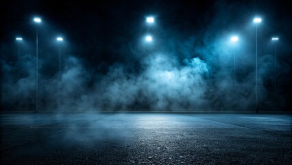 Empty stage with spotlights and smoke. Spotlight on empty stage background