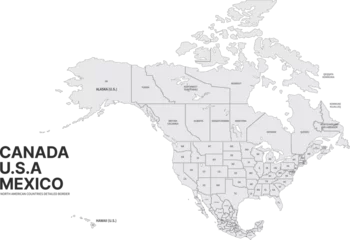 USA, Canada, Mexico border map. North America countries vector map. © Tuna salmon