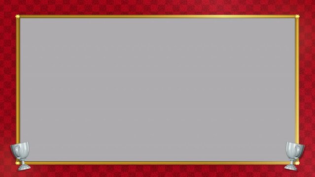 【ループ可】トロフィー付きの高級感のある画面枠アニメーション・赤ベース（金・銀・銅3種セット）・3D