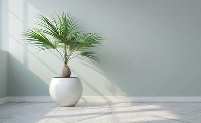 Palm tree in white pot
