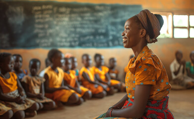 African Teacher Inspires Students in Classroom 