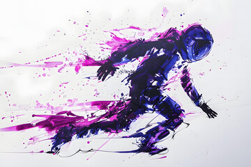 neon ink blot expressive brush strokes of a astronaut
