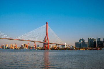 Yangpu Bridge over the Huangpu River in Shanghai, China