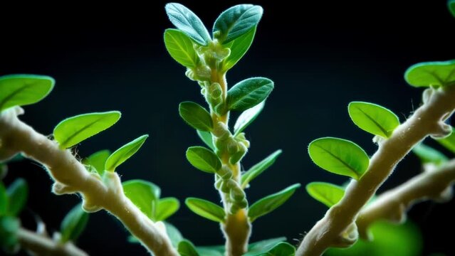 A closeup of a genetically modified plant, displaying the successful incorporation of a desirable trait through CRISPRmediated gene editing.