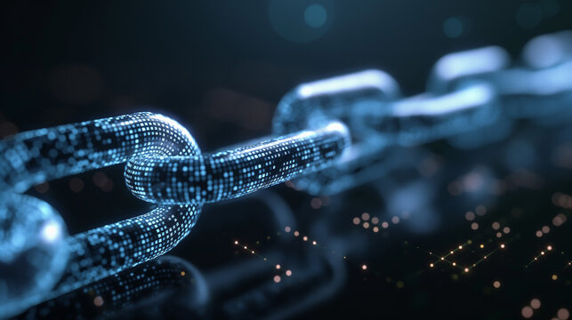 Digital ledger of blockchain technology showcasing security features in cryptocurrency transactions with neon