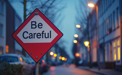 Attention: Be Careful Traffic Sign