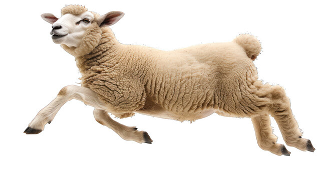 A sheep jumping isolated on transparent background