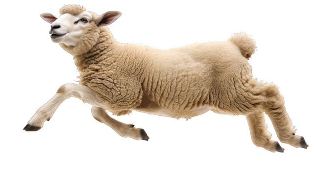 A sheep jumping isolated on transparent background
