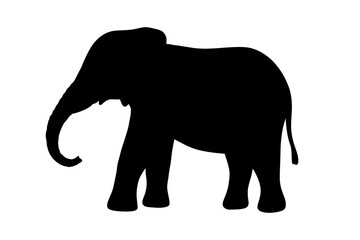 Elephant black silhouette isolated on white background. Vector illustration