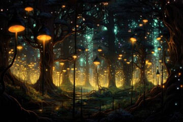 vast and dense forest of genetically engineered, glowing trees.