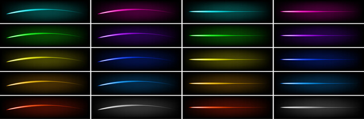 【ベクターデータ】発光レーザービーム 罫線カラフルセット © sazanka