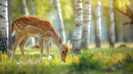 Foto op Aluminium A young deer in a wonderful meadow. © Janis Smits