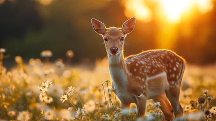 Fototapeten A young deer in a wonderful meadow. © Janis Smits