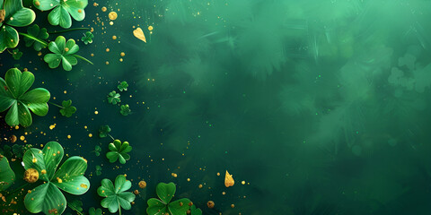Green Happy Saint Patrick's Day background Abstract bright green background Mystical Meadows Shamrock Leaves Fantasy Background and wallpaper for St Patrick's day concept   - obrazy, fototapety, plakaty