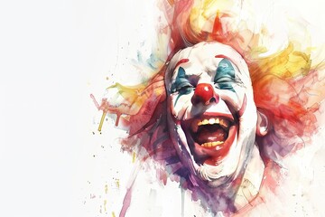 April Fools Day banner, funny clown circus performer background, place for text - obrazy, fototapety, plakaty