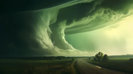 Keuken spatwand met foto Tornado in sky and landscape © jiejie